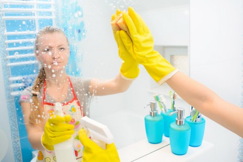 Cleaning oven shelves and door glass during a local Putney appointment